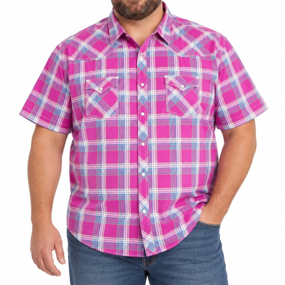 Wrangler 20X Purple Plaid Pearl Snap Western Shirt XXL